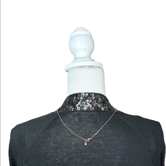 Express Black Sequin Knit 3/4 Sleeve Cardigan sz M - Picture 7 of 11